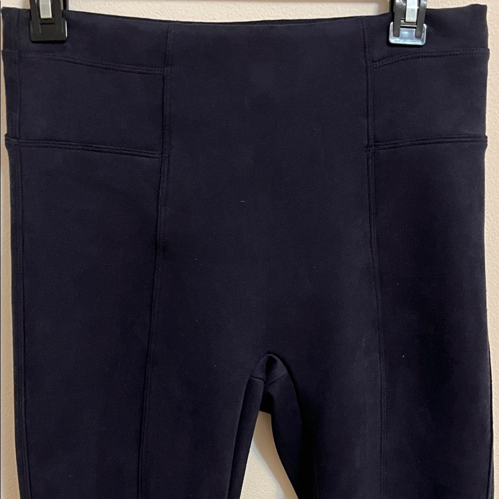 Spandex Women's Faux Suede Stretch Black Legging Medium High Rise Pull On 20322R - Picture 2 of 15